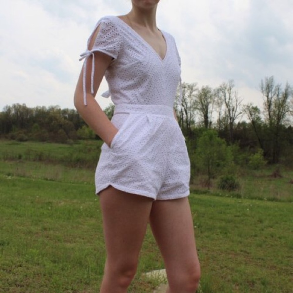 Express White Eyelet Romper